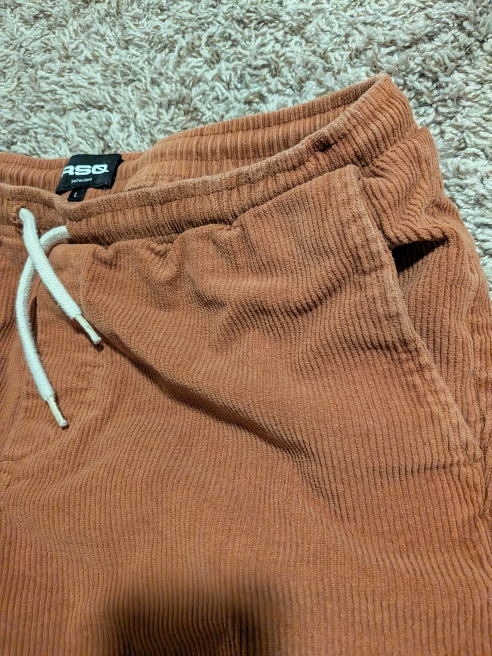 RSQ Men's Rust Orange Corduroy Flat Front Drawstring Shorts